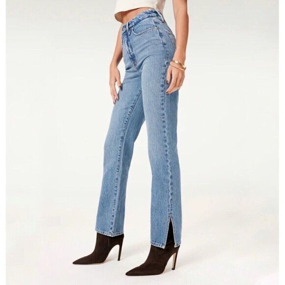 Good American Good Boy Jeans Womens 10/30 Medium Wash Straight Leg - Picture 1 of 8